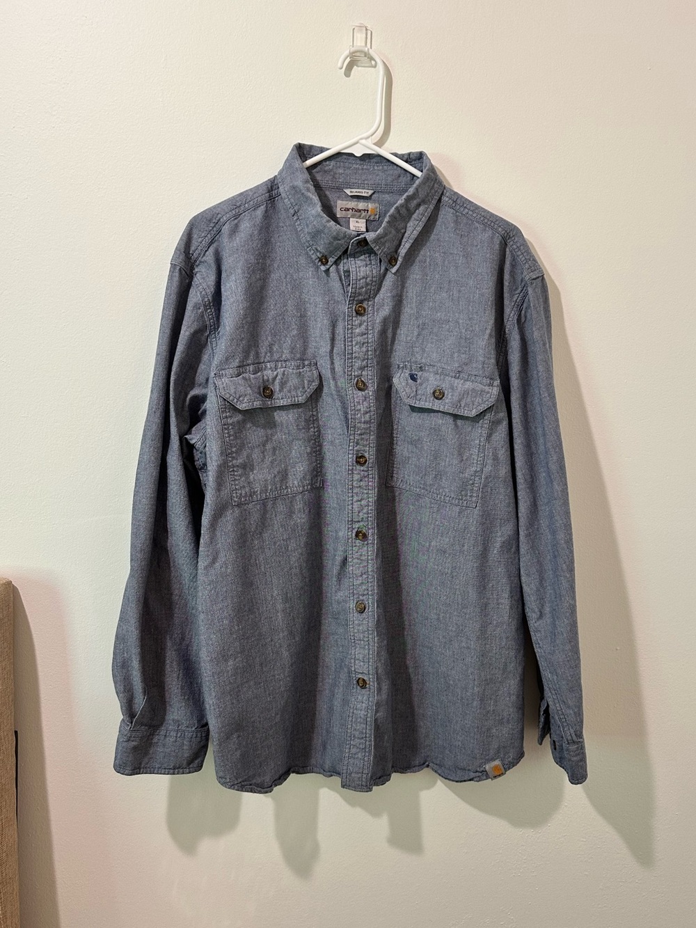 Carhartt Men's Denim-Look Button-Down Shirt in Light Blue